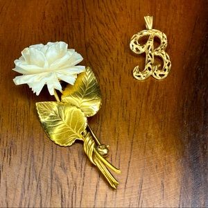 VINTAGE GOLD SET CARL ART 12K GF Brooch+14kp “B”